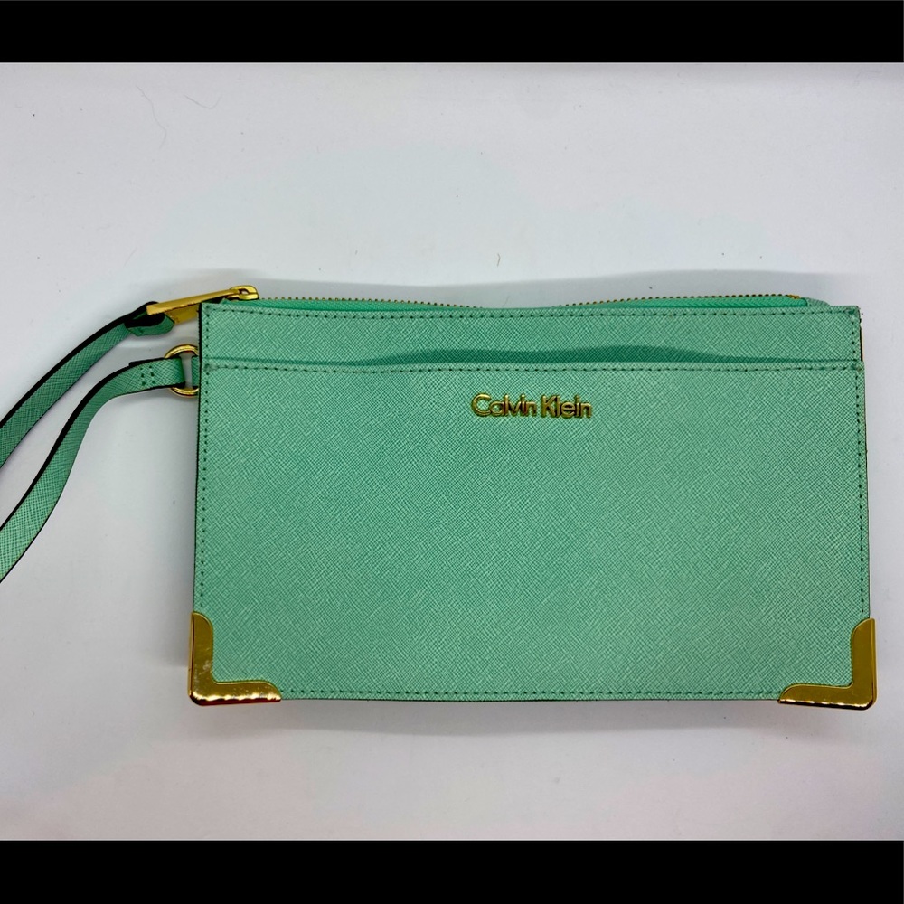 Calvin Klein leather clutch with wrist strap